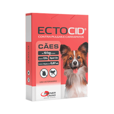 Ectocid Spot On Cães até 10kg Antipulgas e Carrapatos 1 pipeta