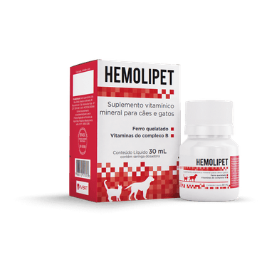 Suplemento Vitamínico Mineral para Cães e Gatos Hemolipet 30ml