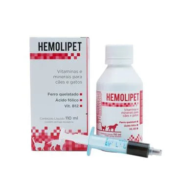 Suplemento Vitamínico Mineral para Cães e Gatos Hemolipet 110ml