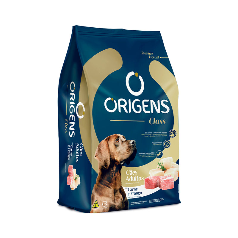 Ração Origens Class para Cães Adultos Sabor Carne e Frango 20kg