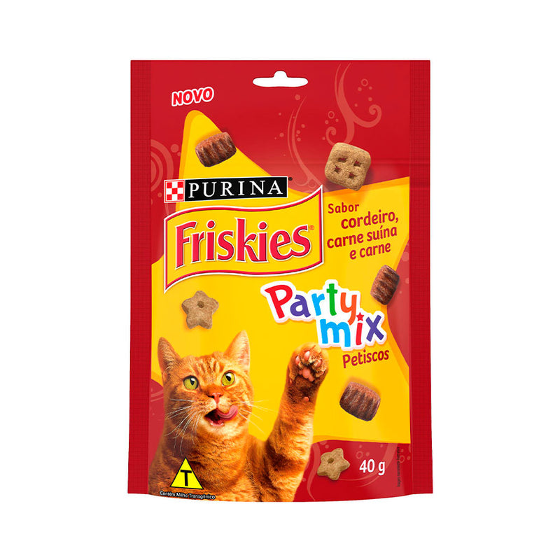 Petisco Friskies para Gatos Adultos Sabor Cordeiro, Carne Suína e Carne 40g