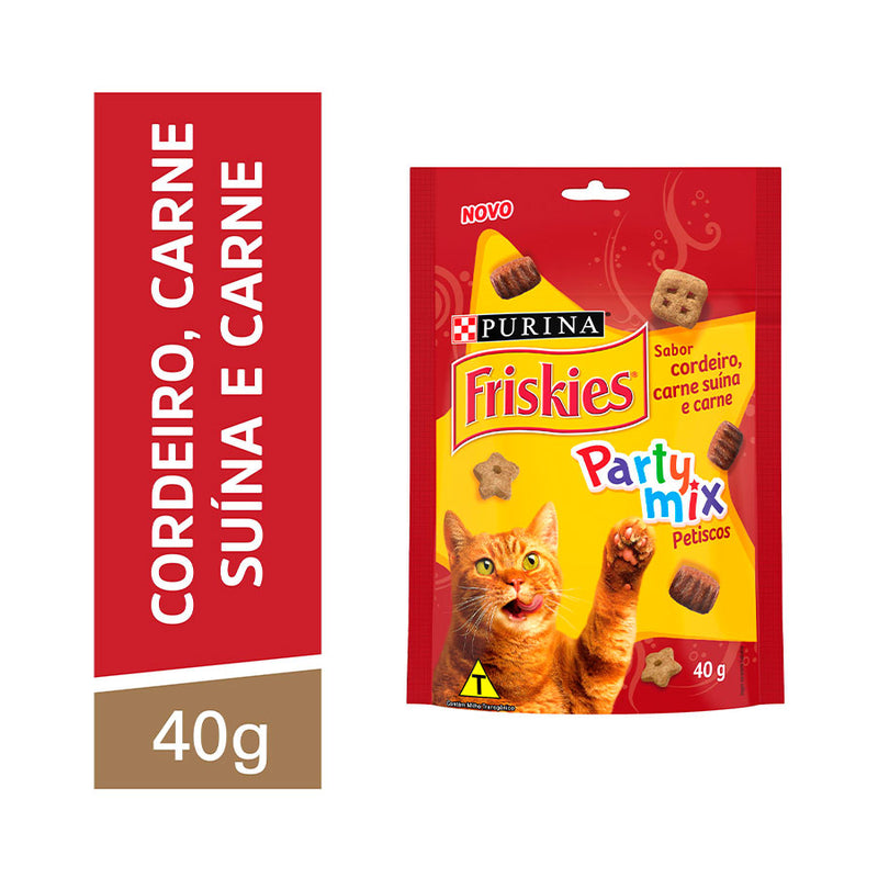 Petisco Friskies para Gatos Adultos Sabor Cordeiro, Carne Suína e Carne 40g