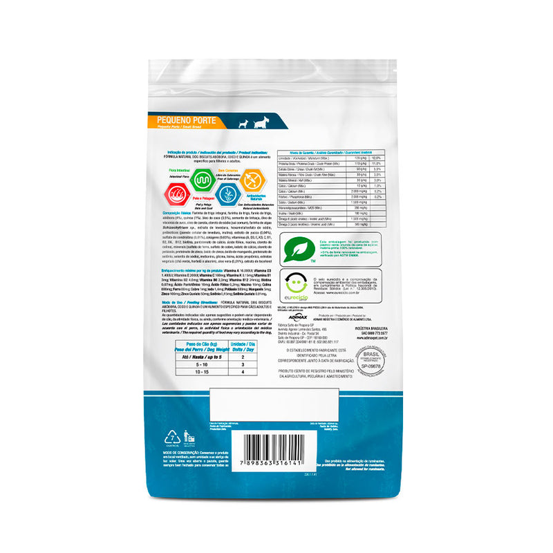 Biscoitos Fórmula Natural Dog Biscuits para Cães de Adultos de Mini e Pequeno Porte Sabor Abóbora 250g