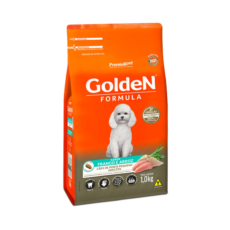 Ração Golden Fórmula Mini Bits para Cães Adultos de Porte Pequeno Sabor Frango e Arroz