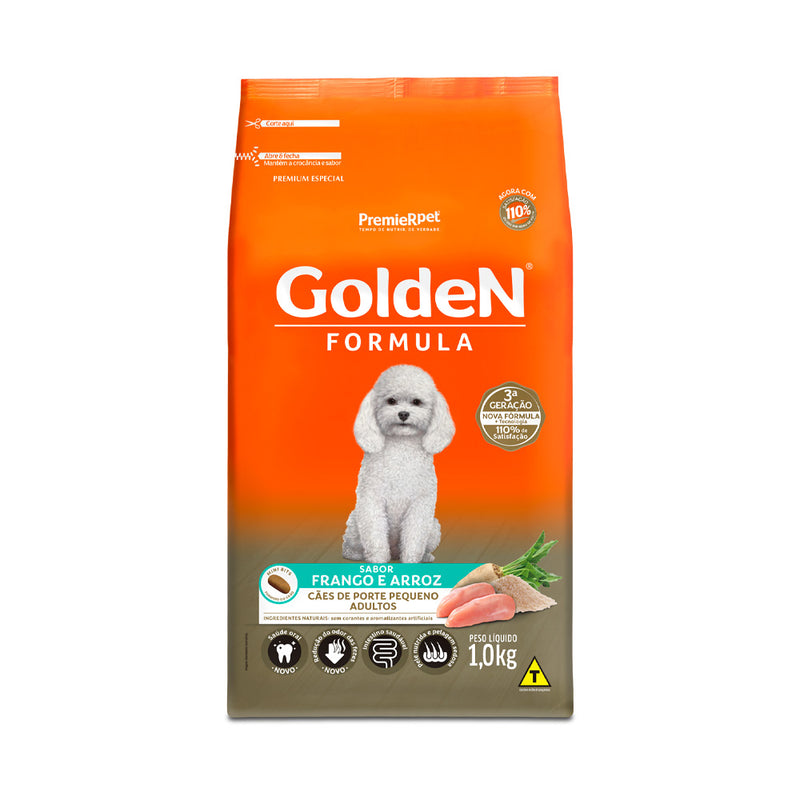 Ração Golden Fórmula Mini Bits para Cães Adultos de Porte Pequeno Sabor Frango e Arroz