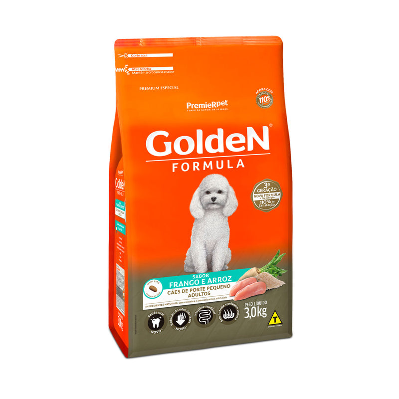 Ração Golden Fórmula Mini Bits para Cães Adultos de Porte Pequeno Sabor Frango e Arroz