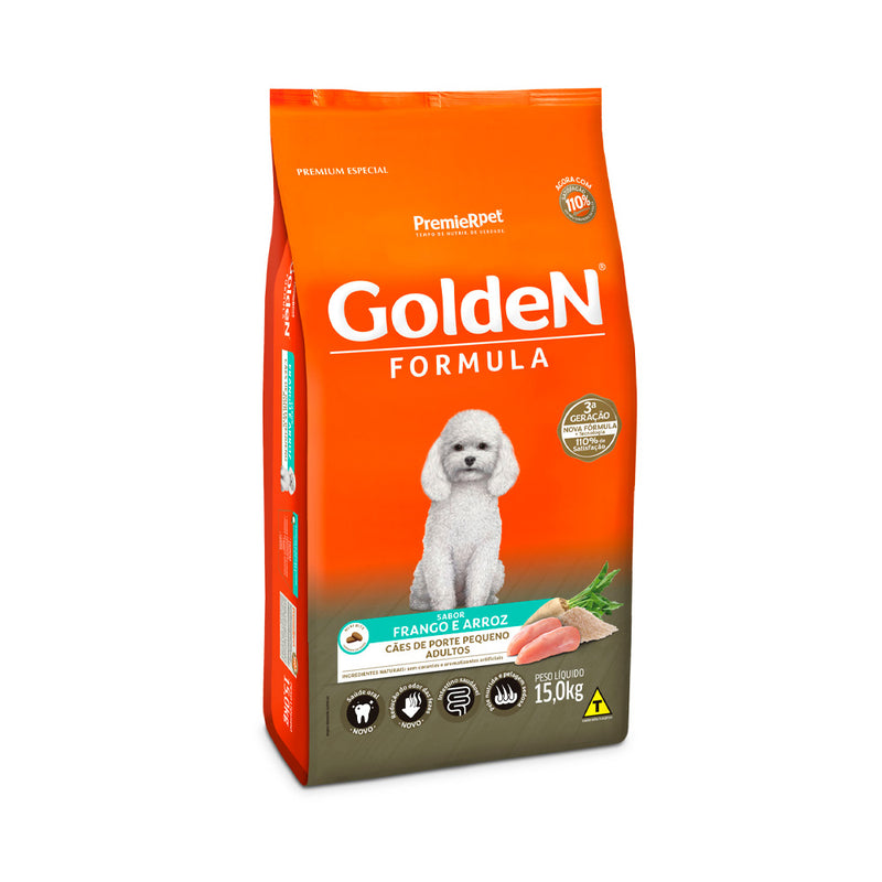 Ração Golden Fórmula Mini Bits para Cães Adultos de Porte Pequeno Sabor Frango e Arroz