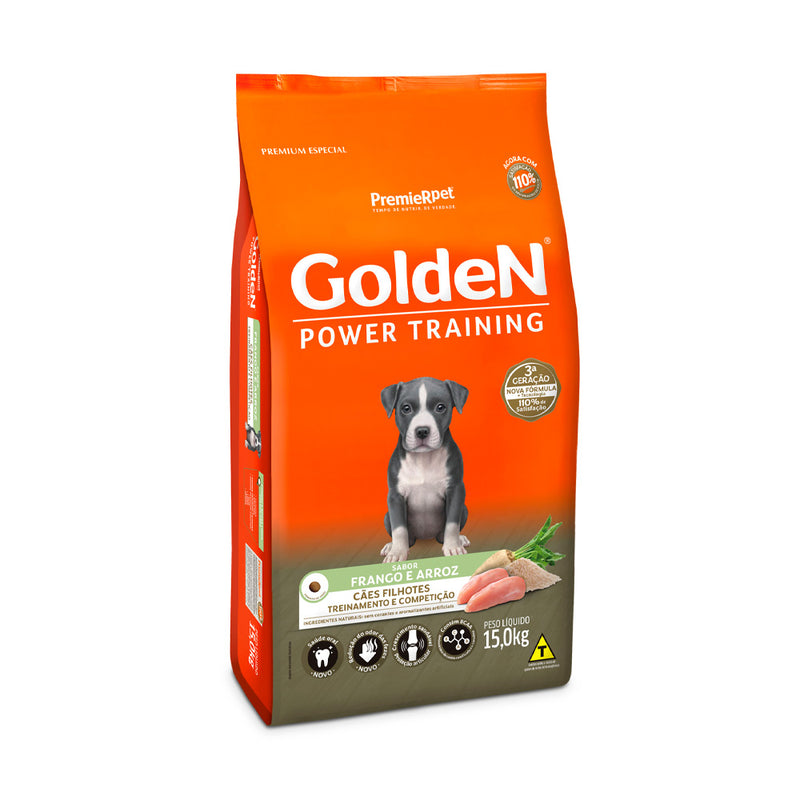 Ração Golden Power Training para Cães Filhotes Sabor Frango e Arroz 15kg
