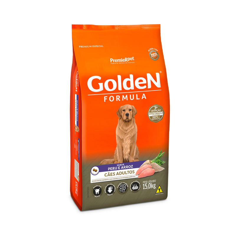 Ração Golden Fórmula para Cães Adultos Sabor Peru e Arroz 15kg