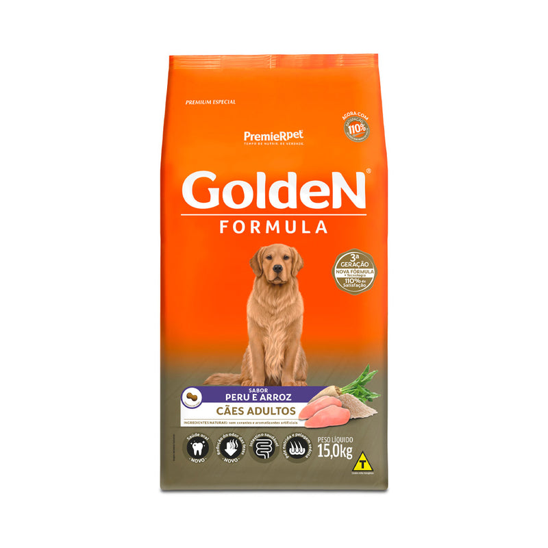 Ração Golden Fórmula para Cães Adultos Sabor Peru e Arroz 15kg