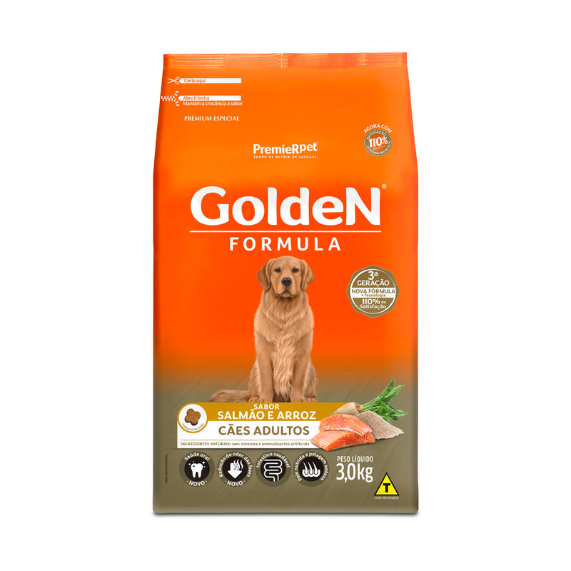 Ração Golden Fórmula para Cães Adultos Sabor Salmão e Arroz