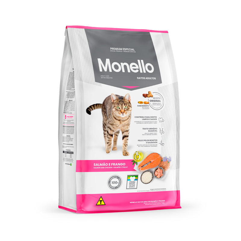 Ração Monello para Gatos Adultos Sabor Salmão e Frango 10,1kg