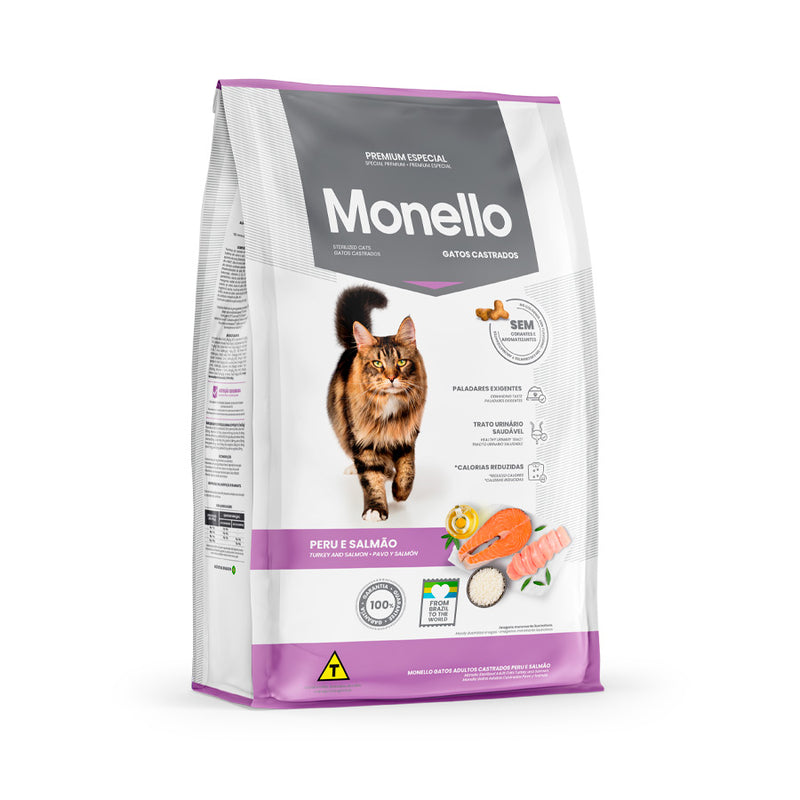 Ração Monello para Gatos Castrados Sabor Peru e Salmão 10,1kg