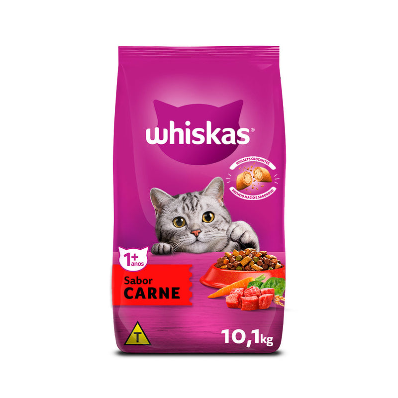 Ração Whiskas para Gatos Adultos Sabor Carne 10,1kg