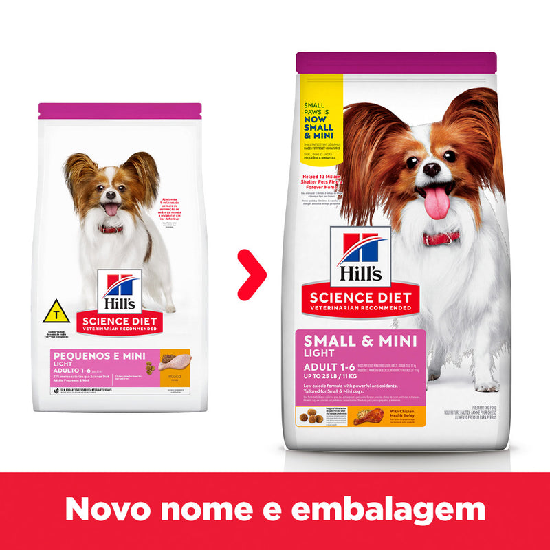 Ração Hill's Science Diet para Cães Adultos Light Pequenos e Mini 2.4kg