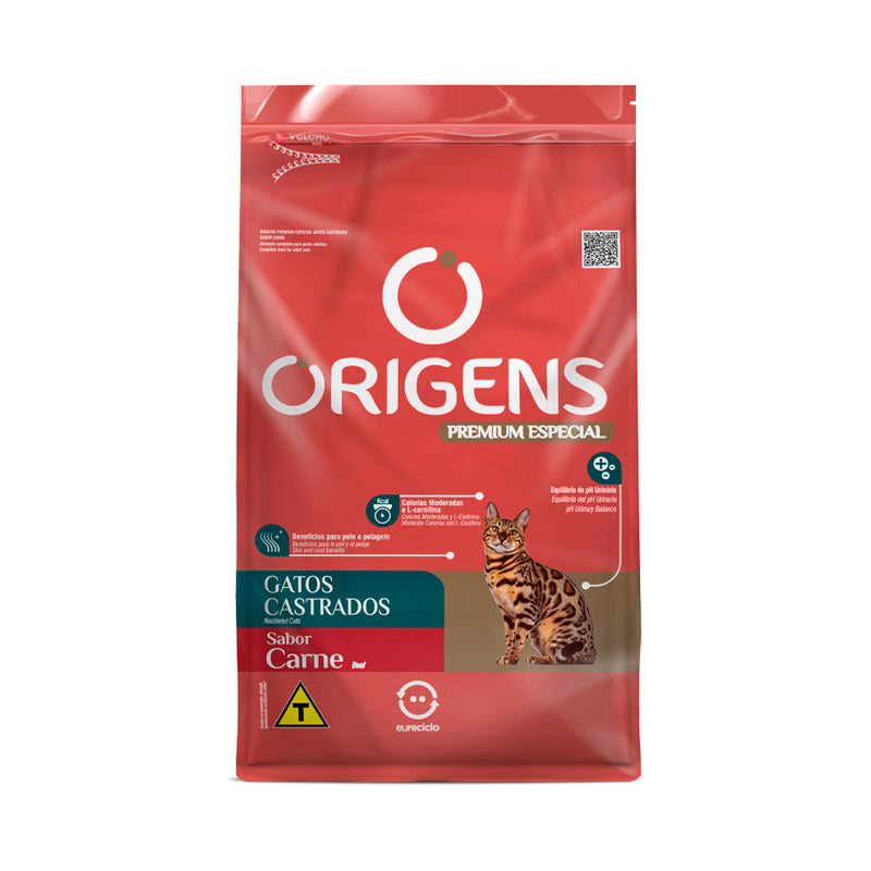 Ração Origens para Gatos Castrados Sabor Carne 10,1kg