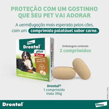 Vermífugo Drontal Plus Cães até 35kg 2 Comprimidos