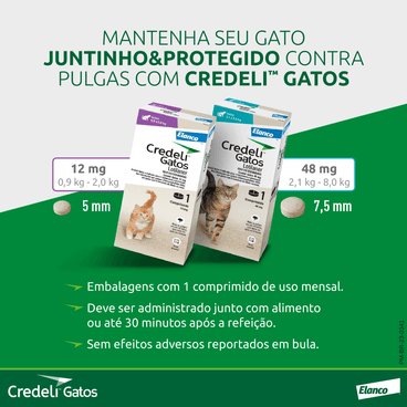 Antipulgas Credeli 12mg Gatos 0,9 a 2kg 1 comprimido