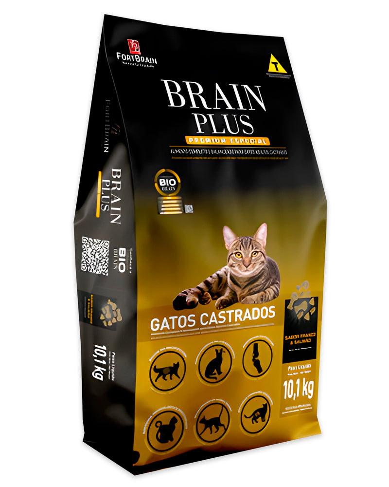 FortBrain Brain Plus Gatos Castrados Sabor Frango e Salmão 10,1kg
