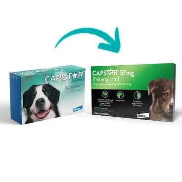 Capstar 57mg: antipulgas para cães de 11,4 a 57 kg 1 comprimido