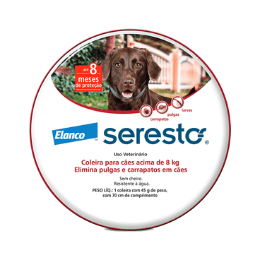 Coleira Antipulgas Seresto Cães Acima de 8kg - 8 meses de proteção Único