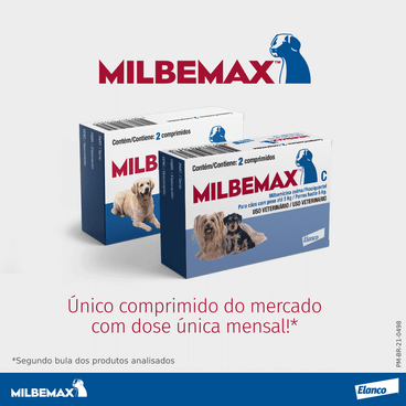 Vermífugo Milbemax C Cães até 5kg 2 comprimidos